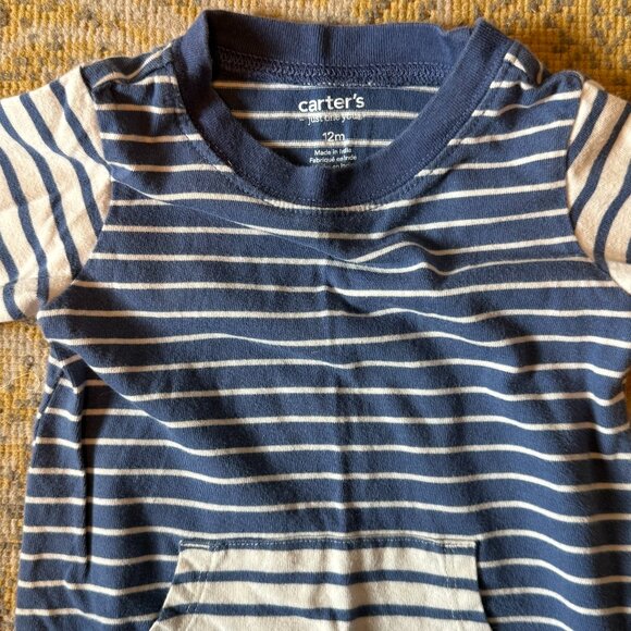 Contrast Blues Stripe Romper - Picture 2 of 3